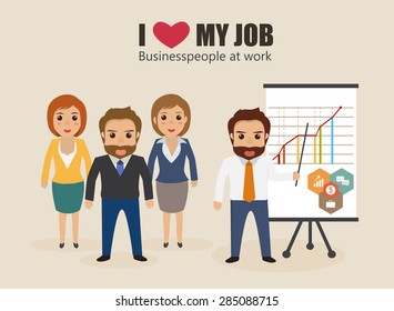 business woman and businessman and people character at office work