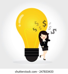 Business woman can get good idea to do something success and  thinking about money