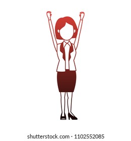 Business woman cartoon red lines