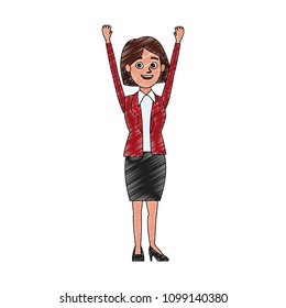 Business woman cartoon scribble