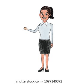 Business woman cartoon scribble