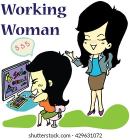 business woman cartoon vector character