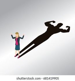 business woman casting shadow an athlete career