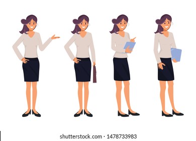 Business woman character different pose.