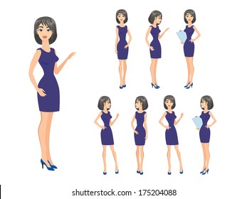 Business Woman Character In Different Poses