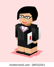 Business woman character illustration. Business woman bring file. Business woman working. Flat design.
