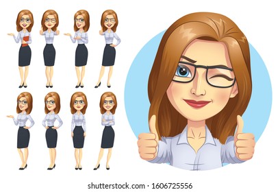 Business Woman Character Set, Vector EPS 10