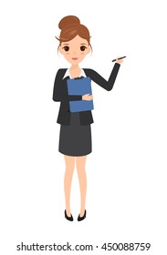 business woman character show to writing a checklist.