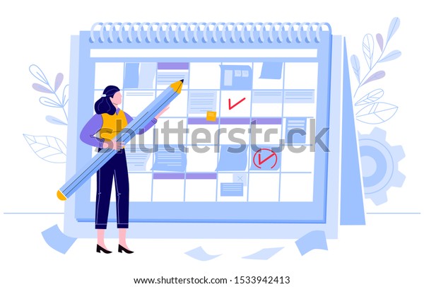 Vector De Stock Libre De Regalias Sobre Calendario De Cheques De Mujer De