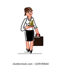 Business woman checking that her capital grew through a mobile phone