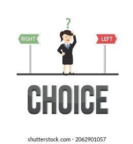 business woman choice design character on white background