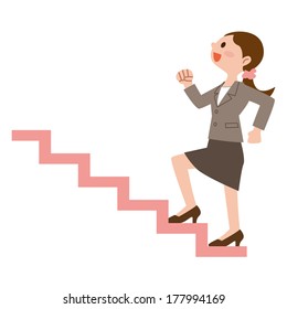 Business woman to climb the stairs
