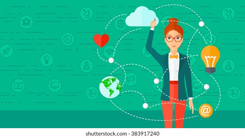 Mujer empresaria y computación en la nube.