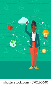 Mujer empresaria y computación en la nube.