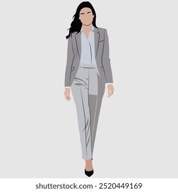 mulher de negócios no fundo do casaco, vetor, mulher, moda, ilustração, branco, 