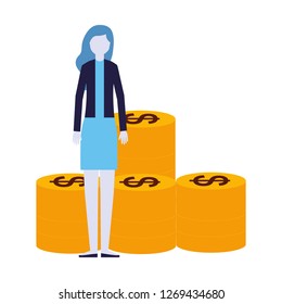 business woman coins money banking