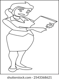 Business Woman Coloring Page For Kids.