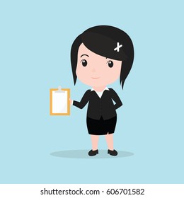 Business Woman concept by the paper reports.