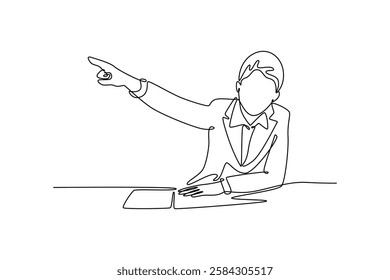 Business Woman concept. Single line draw design vector graphic illustration.