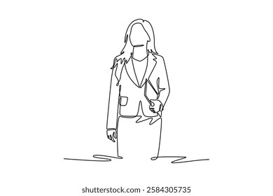 Business Woman concept. Single line draw design vector graphic illustration.