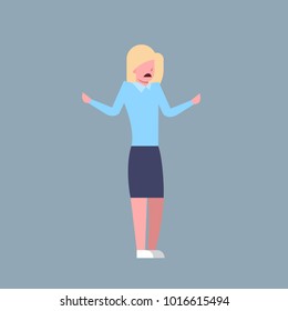 Business Woman Confused Office Worker Character Businesswoman Stressed Isolated Flat Vector Illustration