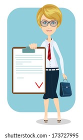 Business woman, contract, signature wanted.
