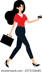 Business woman with credit card in hand illustration