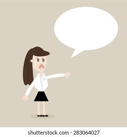 business woman crying with empty speech bubble over her head,Vector illustrations