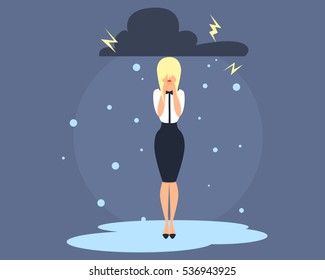 Business Woman in depression. Flat design. Vector illustration 