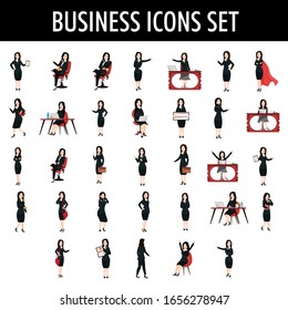 Business Woman in Different Poses with Expression and Activity.