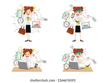 Business woman to do a multi-tasking.