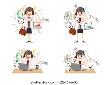 Business woman to do a multi-tasking.