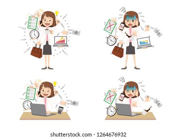 Business woman to do a multi-tasking.