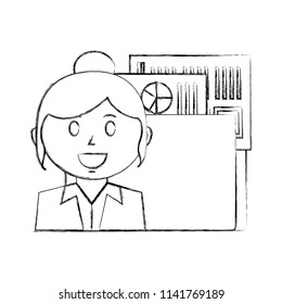 business woman with document and folder