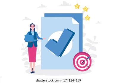 Business woman done job, Vector illustration for web banner, infographics, mobile. 