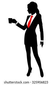 Business woman drinking coffee or tea