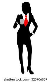 Business woman drinking coffee or tea