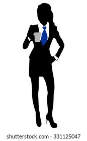 Business woman drinking coffee or tea