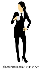 Business woman drinking coffee or tea