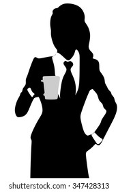 Business woman drinking coffee or tea