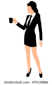 Business woman drinking coffee or tea