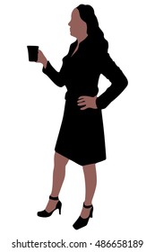 Business woman drinking coffee or tea