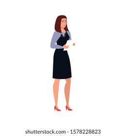 business woman elegant avatar character vector illustration design