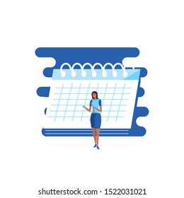 business woman elegant with calendar reminder vector illustration design