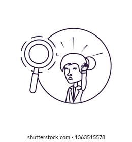 business woman elegant with magnifying glass
