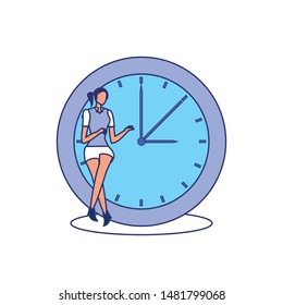 business woman elegant with time clock