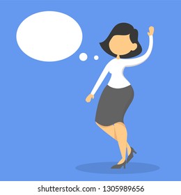 Business woman with empty speech bubble. Empty space for message. Web banner template. Pretty female businesswoman. Advertisement in internet. Lady gesturing.