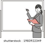 Business woman explaining on the whiteboard