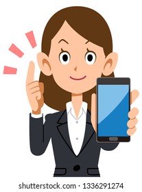 Business Woman Explaining With Smartphone