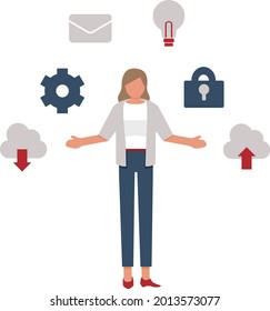 business woman is explaining technology